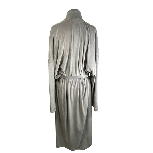 SKIMS Size Med Velour Long Wrap Robe Gray Belted Soft Plush Lounge Pockets - Picture 2 of 12